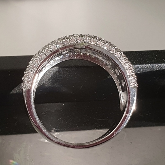 Platinum Round-cut Multi-Row Diamond Band Ring - Picture 11 of 16